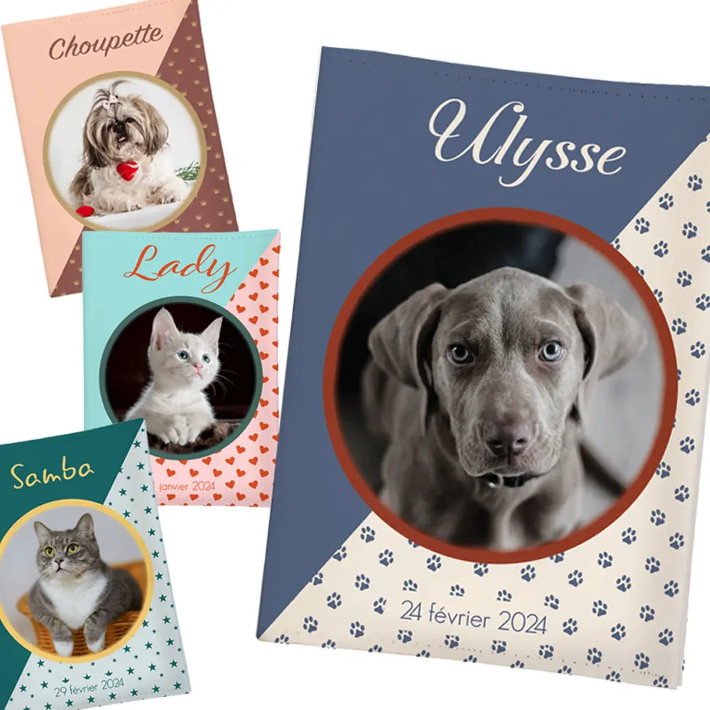 Protège carnet santé motifs chien chat versions Boutique Bébé Ligne Soins Jouets Articles Maison