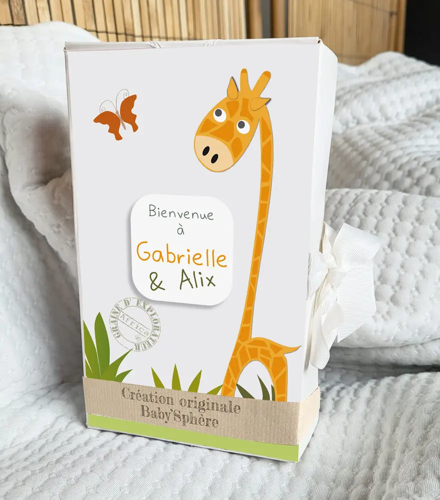 Coffret naissance jumeaux déco savane - Boutique Bébé Born en Ligne : Soins, Jouets et Articles Maison