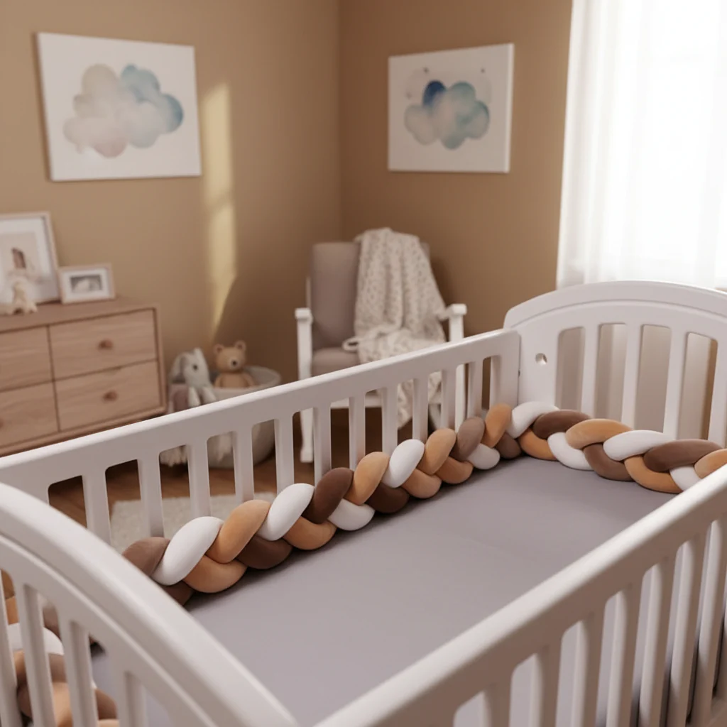 Tresse de Lit Bébé Marron Beige Blanc 1m-3m | Protection - Boutique Maman & Bébé – Produits Protection Essentiels au Quotidien