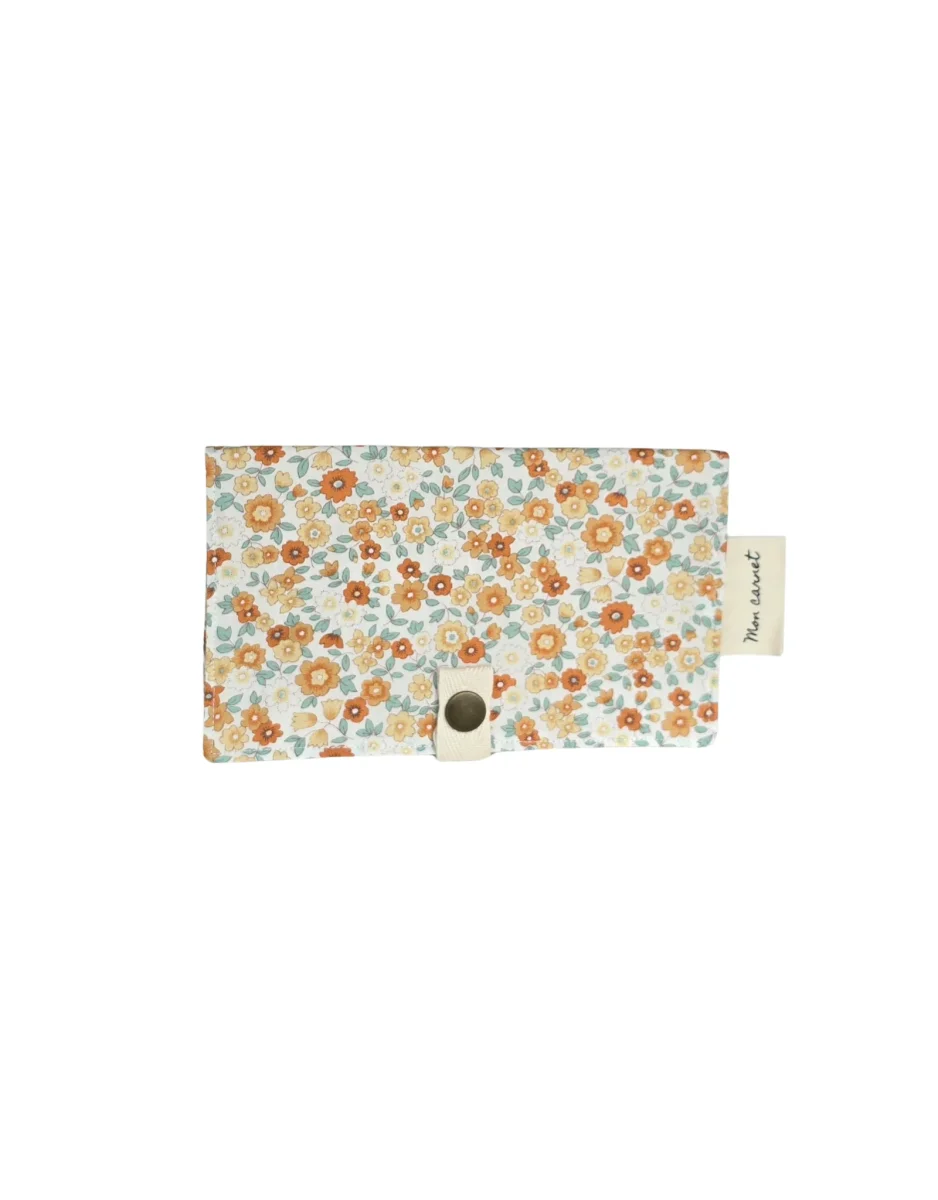 Protège Carnet de santé - Petit jardin orange - Sauge & Co réhydratation - Boutique Maman & Bébé – Produits Essentiels au Quotidien