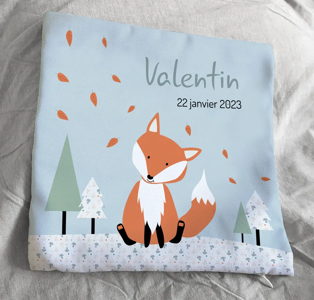 Coussin renard personnalisé – Style scandinave - Boutique Bébé en Ligne : Soins, Jouets et Articles Maison - doll style ligne soin jouet article