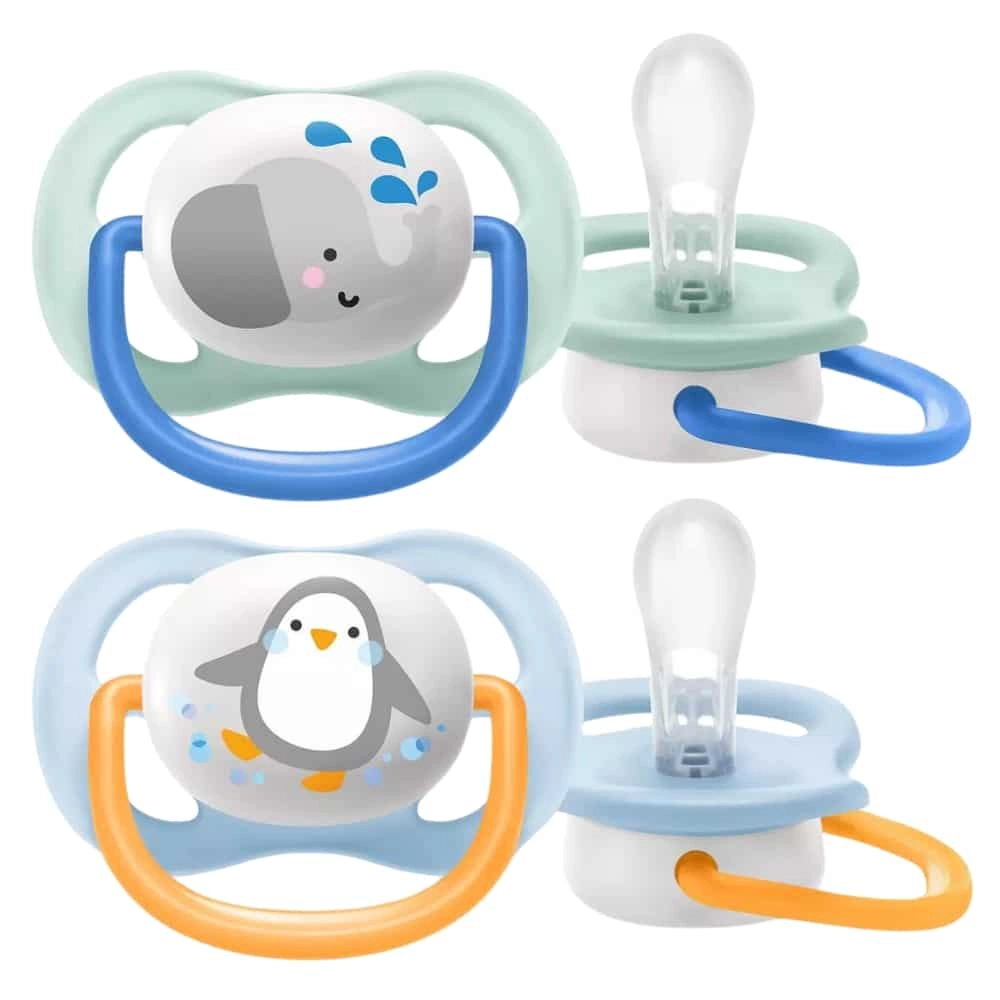 AVENT – Sucette Ultra Air Animals 0-6mois – Pingouin Et Elephant – Scf080/05 – 2u - Saldi Straordinari – Offerte Speciali Disponibili Adesso AVENT Sucette Ultra Air 6-18m Bleu - 2 pièces Bleu - Sucettes - Sucettes -  Orchestra
