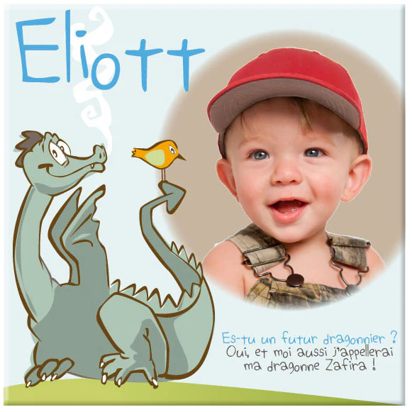 Toile thème dragon avec photo et prénom de votre enfant - Boutique Bébé en Ligne : Soins, Chevalier Jouets et Articles Maison