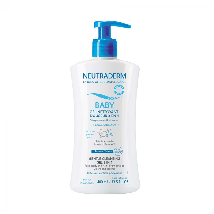 NEUTRADERM GEL NETTOYANT DOUCEUR 3EN1 DES LA NAISSANCE 400ML - Saldi Straordinari – Offerte Speciali Disponibili Adesso Eau nettoyante pour bébés 400 ml pour la toilette des bébés dès la naissance  Eau nettoyante certifiée Bio visage, corps et siège Fabriquée en France  avec 99%