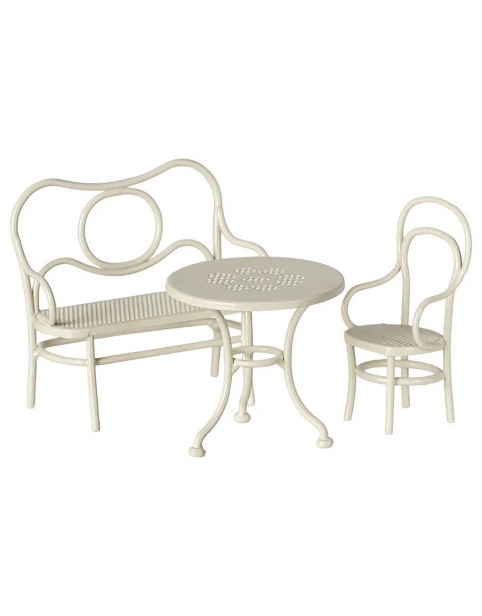 Table café banc double chaise Petit Blanc Maileg Boutique Maman Bébé Produits Essentiels Quotidien