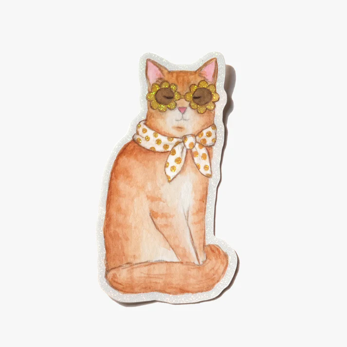 Sticker Pailleté Chat Soleil - Organisation de la maison avec chat des solutions de rangement