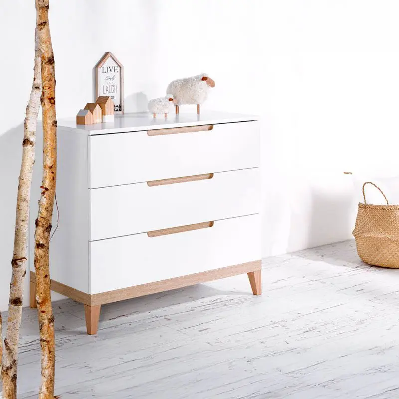 Commode blanche et bois de hêtre Rangement NATURE - Boutique Bébé en Ligne : Soins, Jouets et Articles Maison