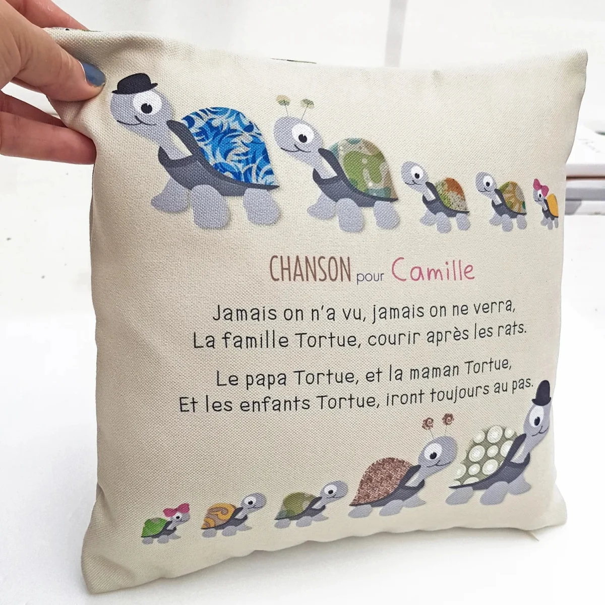 Chanson famille tortue coussin Boutique Bébé Ligne Soins Jouets Articles Maison