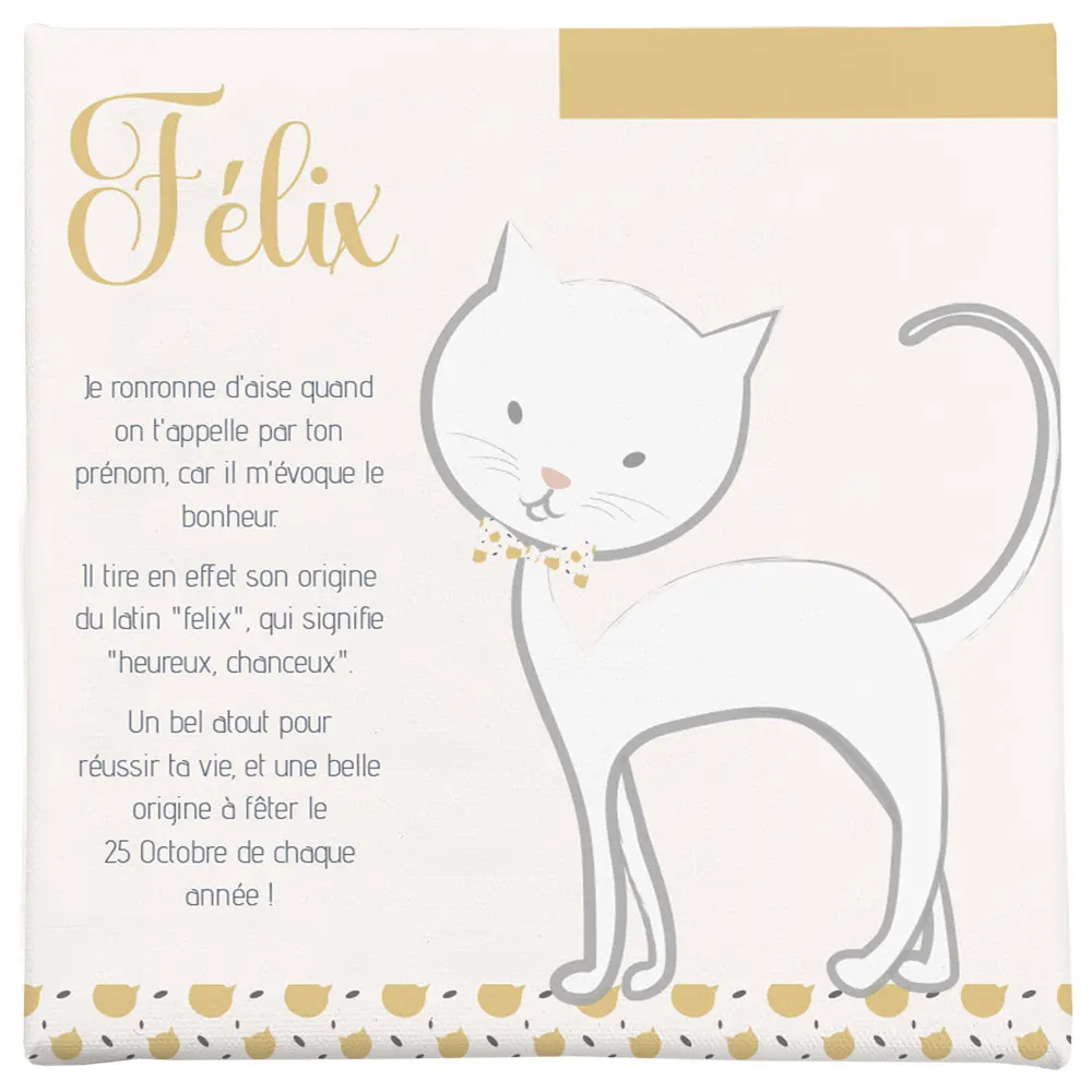 Toile chat bébé personnalisée – Fabrication française - Boutique Bébé en Ligne : Soins, Jouets et Articles Maison - {'count': 1, 'name': 'jeux'}