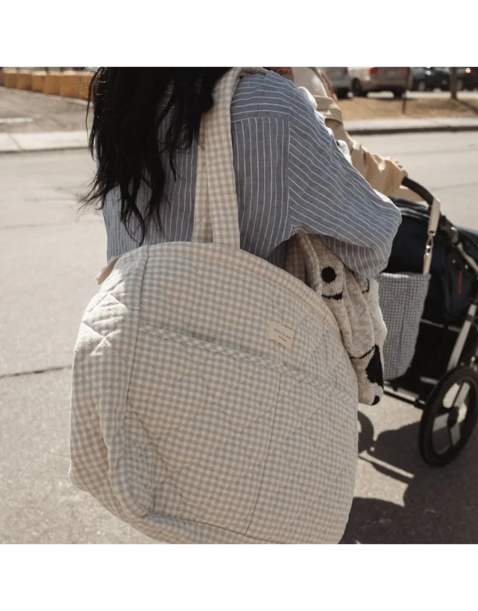 Sac couche Vichy beige sac Boutique Maman Bébé Produits Essentiels Quotidien