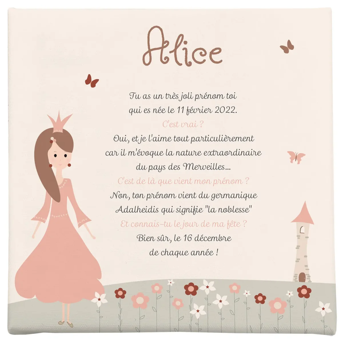 Toile prénom princesses des fleurs - Boutique Bébé en Ligne : Soins, Jouets et Articles Maison - {'count': 1, 'name': 'Smyths'}