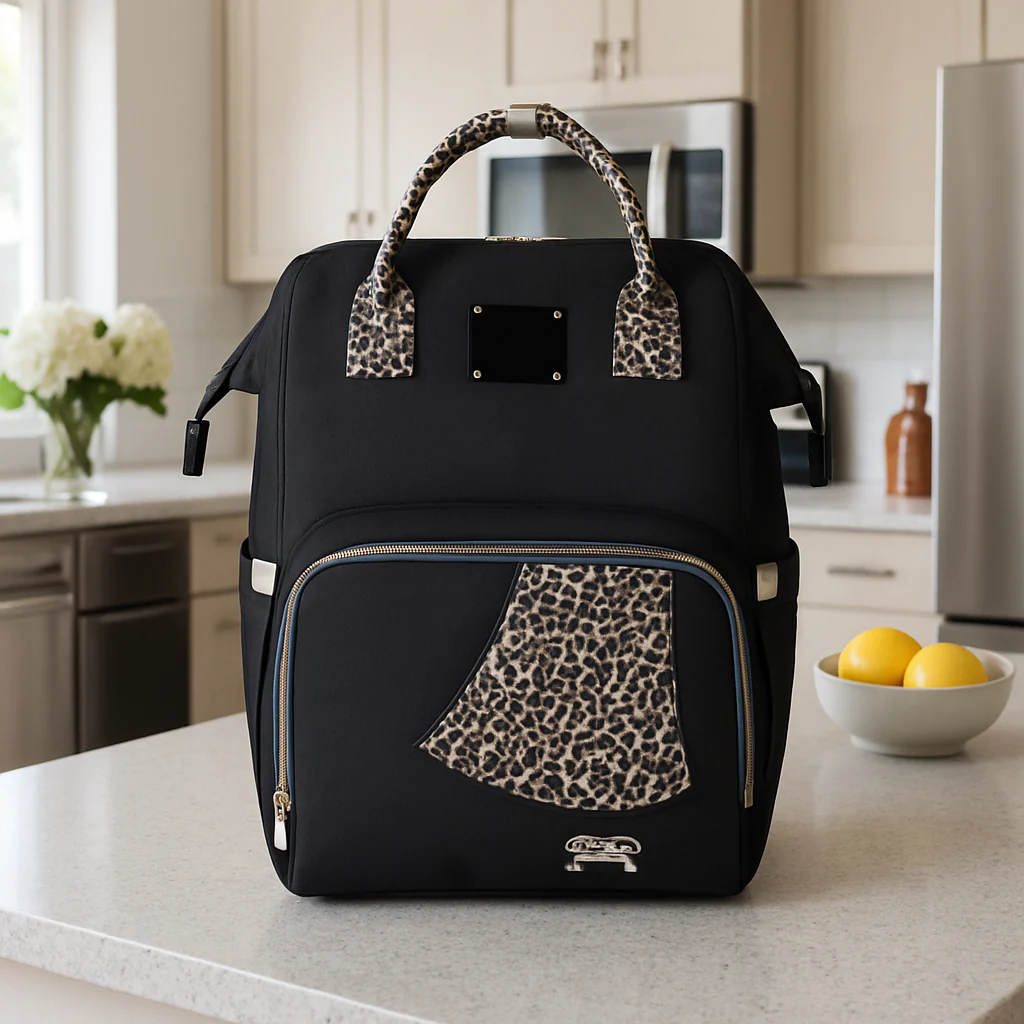 Sac à langer noir | tendance leopard - Boutique Bébé en vie Ligne : Soins, Jouets et Articles Maison