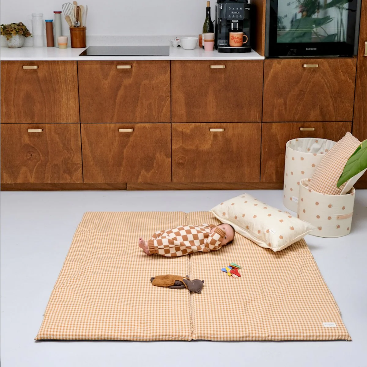 Housse Vichy Caramel - Boutique Maman & Bébé – Produits Essentiels au Quotidien Ensemble 3 pièces pour bébé caramel - Trois Kilos Sept