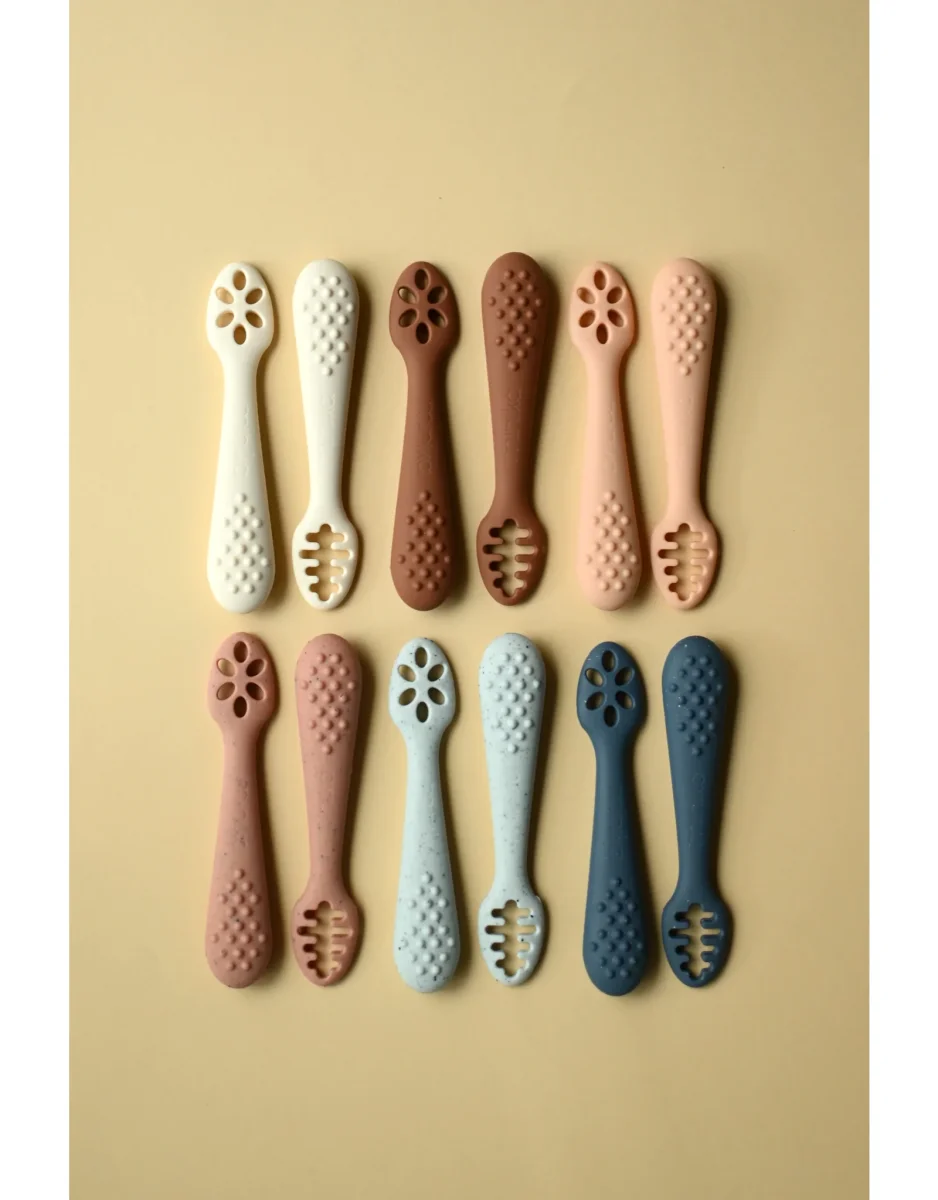 Ensemble de 2 cuillères d'apprentissage en silicone - Minika - Boutique Maman & Bébé – Produits Essentiels au Quotidien - Cuillère babireva