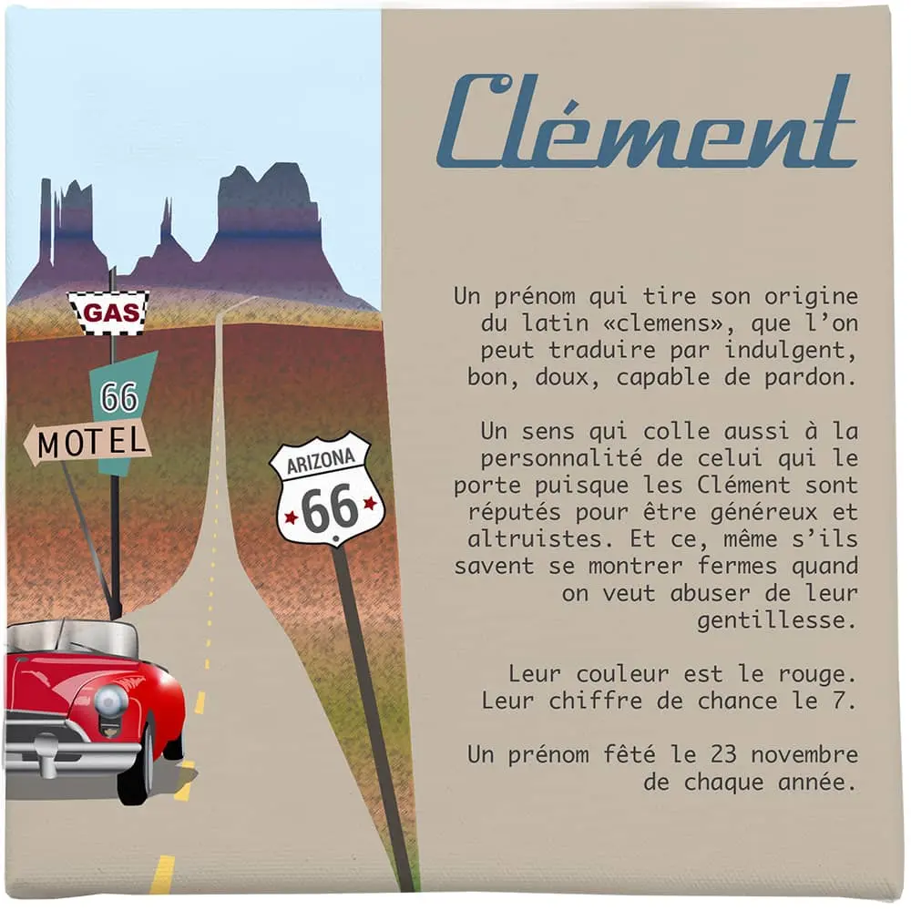 Toile autour du prénom thème Route 66 - Boutique Bébé en Ligne : Soins, Jouets et Articles Maison - {'count': 5, 'name': 'Famille'}