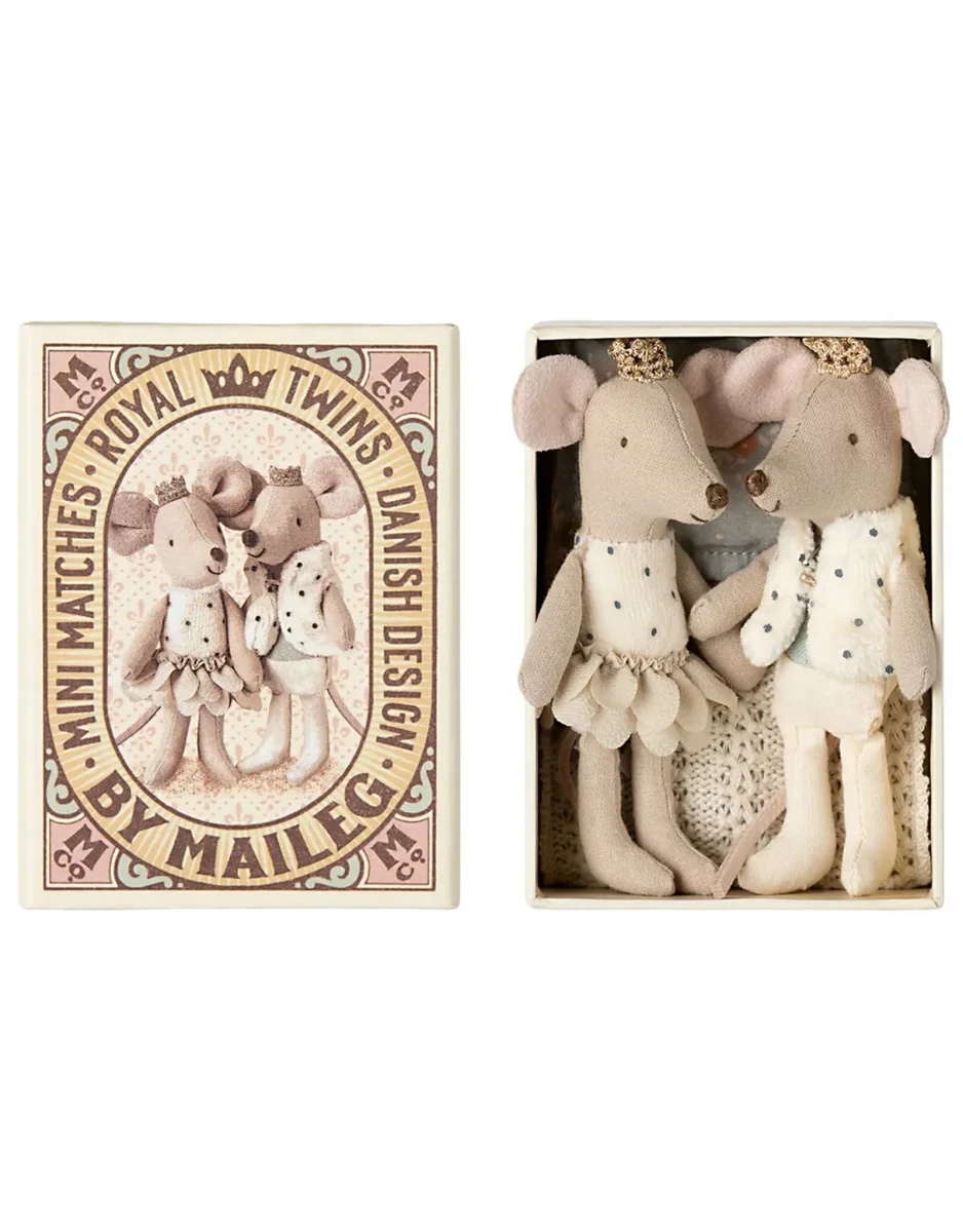 Souris jumelles royales, petite sœur et petit frère dans une boîte d'allumettes - Maileg - Boutique Maman & Bébé – Produits Lucie Essentiels au Quotidien