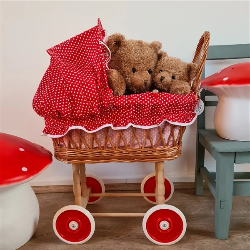 LANDAU EN OSIER À POIS ROUGES ET BLANCS - Boutique Maman & Bébé – Produits Essentiels au Quotidien - {'count': 2, 'name': 'Guide'}