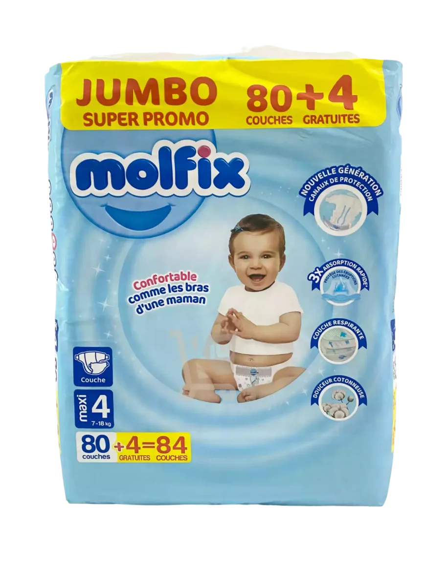 Molfix Fix Couches Bébé Taille 4 Maxi (80 Pièces + 4 GRATUITES) - Vins Rouges Harmonieux pour Chaque Occasion