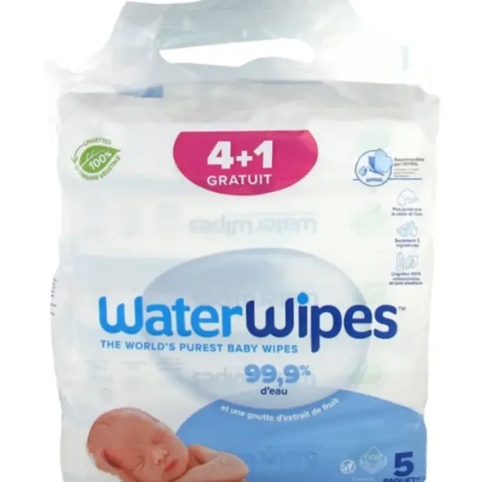 WATERWIPES – PACK 5 x 60 LINGETTES A L’EAU POUR BEBES A PEAUX SENSIBLES - ​Boulangerie-Pâtisserie | Pain au Levain & Viennoiseries​ Lingettes bébé à l'eau BabyOops