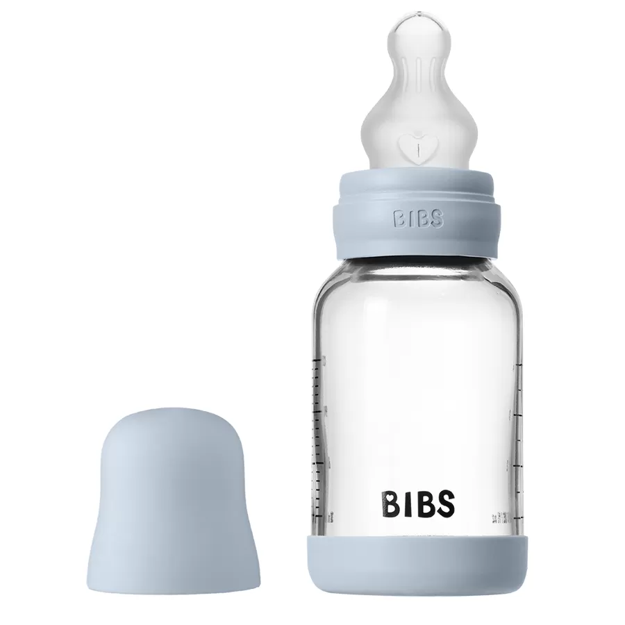 Biberon BIBS en Verre Borosilicate Rond 120 ml Baby Blue - ​Boulangerie-Pâtisserie | Pain au Levain & Viennoiseries​ débutante