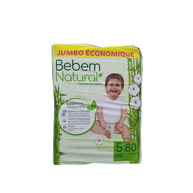 Bebem Natural Couche Bébé Jumbo Transpaps Economique 5 Junior 80 Unités - Vins Rouges Harmonieux pour Chaque Occasion