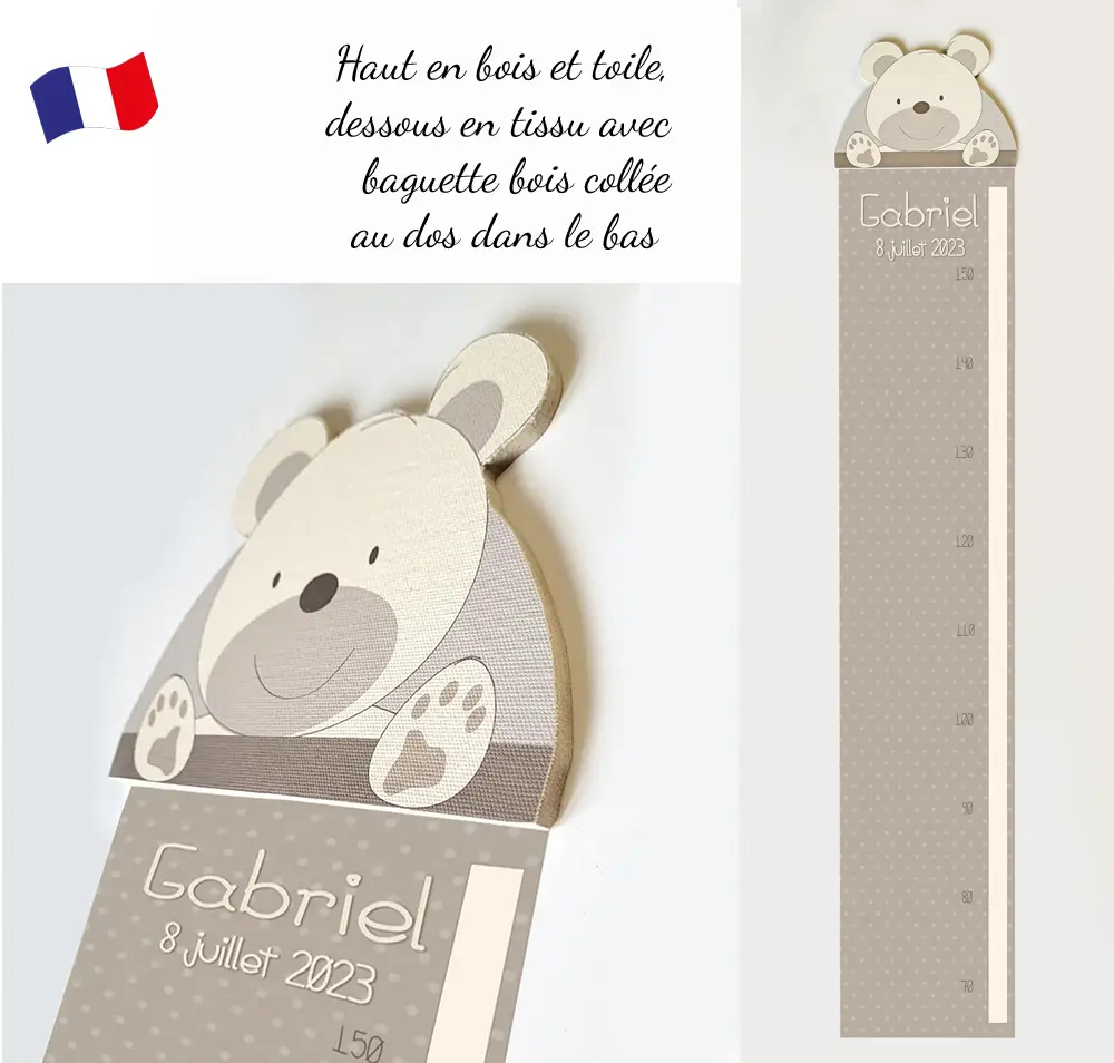 Toise artisanale ourson relief nourrisson Boutique Bébé Ligne Soins Jouets Articles Maison