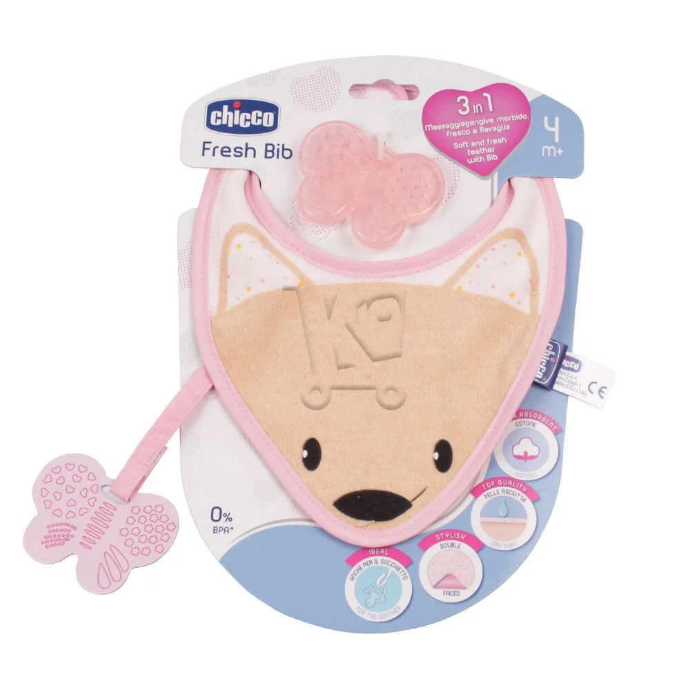 Chicco Anneau Dentition bavoir Fresh Bib 4m+ Fille Vins Rouges Harmonieux Occasion