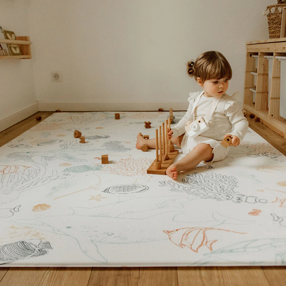 Tapis de jeu XL - le coquillage - Boutique Maman & Bébé – Produits Essentiels au Quotidien Tapis de jeu Coquillage en lin Oeko-Tex - Sable